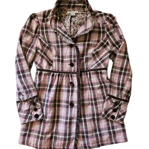 Vintage Forever 21 Y2K Pink, Brown  Button Wool Jacket Coat Cute Neapolitan Med